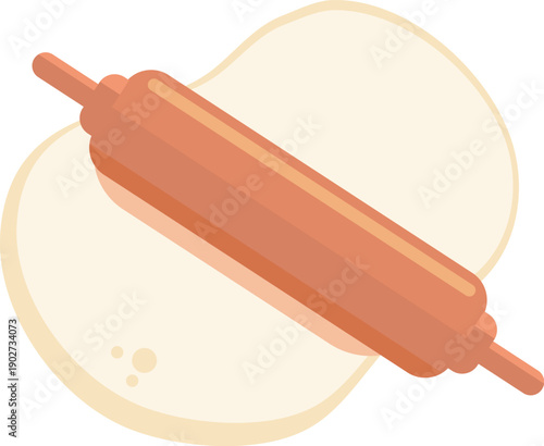 Rolling dough with wooden pin. Baking color icon
