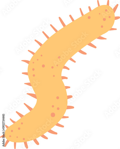 Centipede color icon. Yellow crawl insect mascot