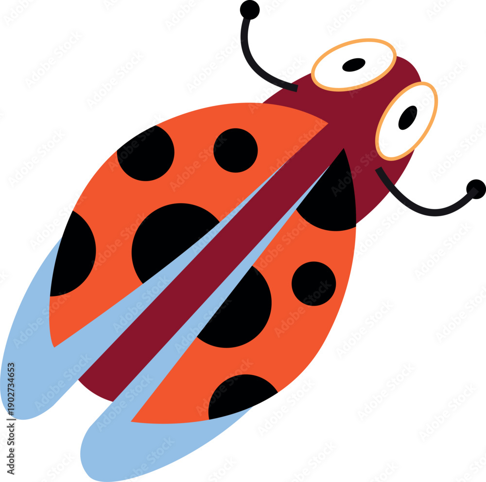 Obraz premium Ladybird beetle cartoon icon. Red flying insect