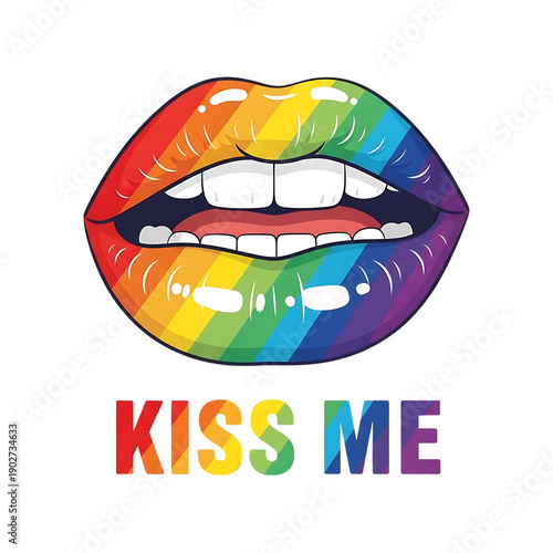 Wallpaper Mural Rainbow Lips Kiss Me Illustration with Pride Colors Torontodigital.ca