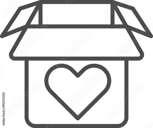 Donation box line icon. Social support charity