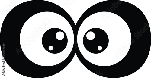 Two cartoon large eyes. Googly eyes. vector illustration icon. 