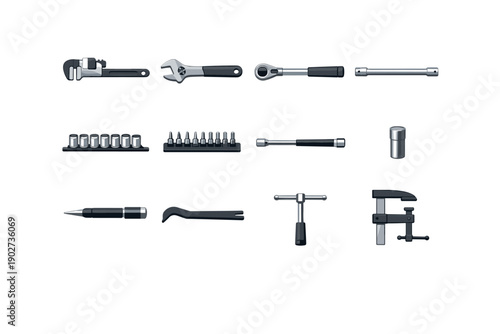 Straight rail clamp bit rod guiding generation bar holder icon simple vector