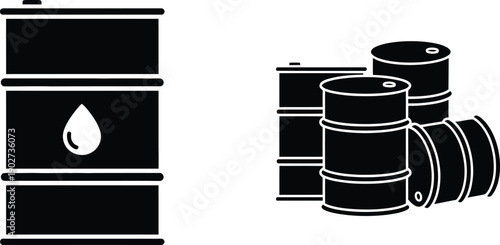 Barrel with oil. Oil barrels for crude oil, fuel, and energy. Industrial petroleum products such as;  gasoline, diesel, and jet fuel. 