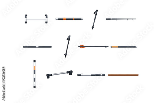 Paddle trekking simple image generation ski icon vector tent shaft kayak support