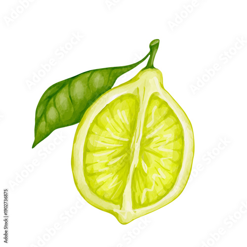 Colorful citrus fruit of a ripe lemon. Vector graphics.