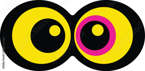 Two cartoon large eyes. Googly eyes. vector illustration icon. 