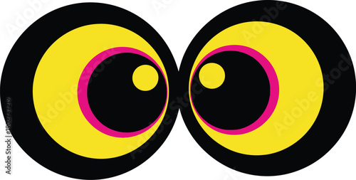 Two cartoon large eyes. Googly eyes. vector illustration icon. 