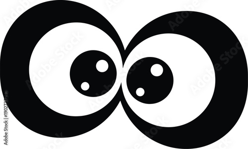 Two cartoon large eyes. Googly eyes. vector illustration icon. 