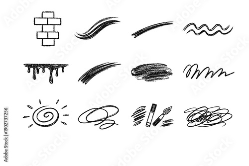 Hop brush generation flick vector messy line icon simple doodle image drawing