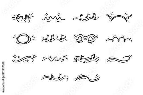 Vector image doodle simple melody curve beat trace icon loop generation joyful