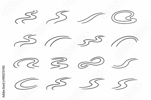 Vector image generation outline simple stroll rounded journey curve direction trail casual