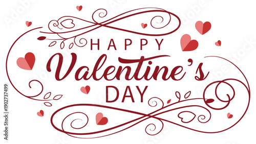 Elegant valentine s day design featuring swirling flourishes hearts and calligraphy lettering high quality professional detailed