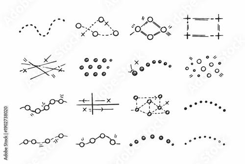Vector icon loose collection guiding dots trace freehand dotted trail alignment drafting