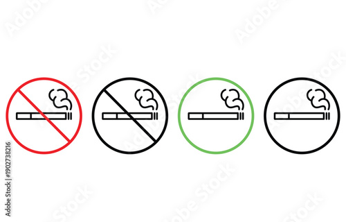 No smoking sign collection vector icons.