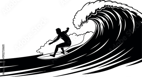 Surfer riding a large wave