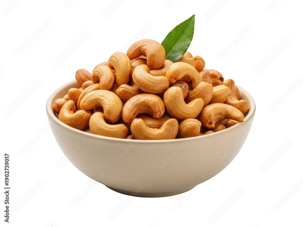 Fototapeta premium Bowl of cashews isolated on transparent background