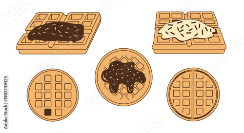 Waffles Line art vibrant color