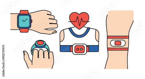 Wearable Health Devi color filled design