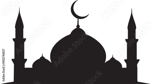 Islamic mosque dome and minarets silhouette Ramadan vector