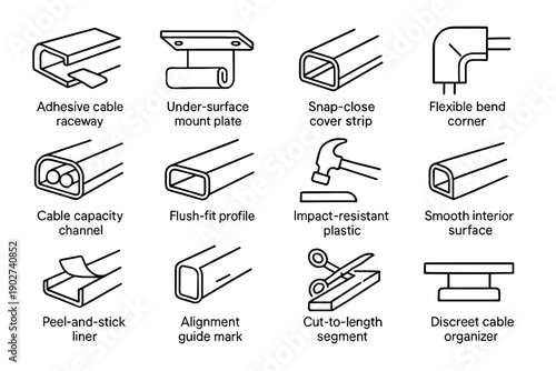 Surface guide cable vector cord capacity icon mount desk adhesive under flexible