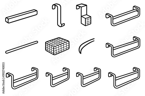 Vector towel shading crest icon line bracket bar modern stroke pads tile