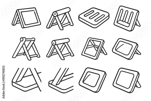 Ridge rib rack icon foldable tile structural outline shading slot bottle vector