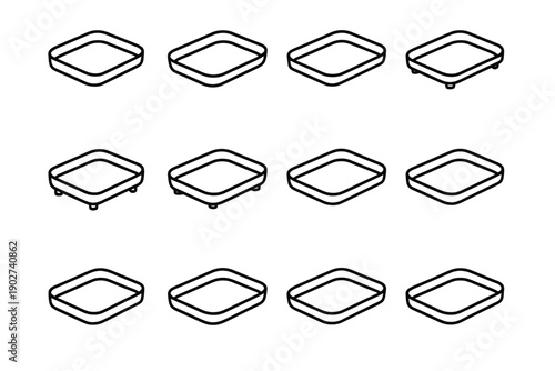 Dish panel surface tile pads icon tray vector structural tilt stackable rib