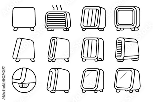 Tile heater icons corner vector icon shading mesh pads slab portable arc