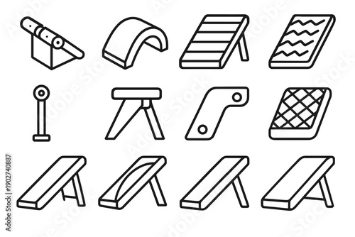 Band vector surface crest arc pet icon ridge tilt boundary ramp