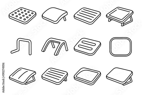 Tilt traction frame vector rod stripe arc icon modern slab footrest highlight