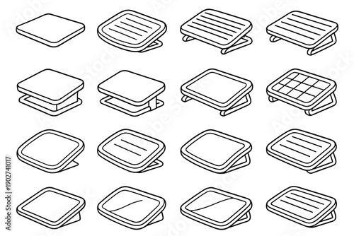 Underside rib tile icon modern surface vector slab shading footrest boundary tilt