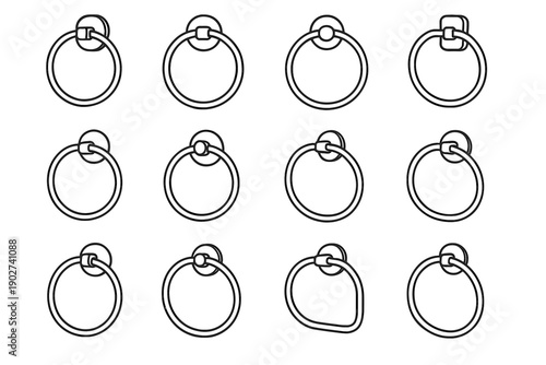 Arm modern flat holder towel fixed loop icon vector ring stainless