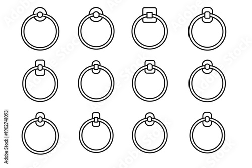 Bathroom wall mounted minimal compact hand loop ring towel vector icon