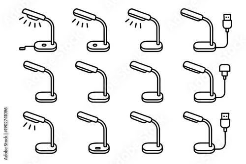 Cable lamp contemporary illumination design point icon vector led desk usb