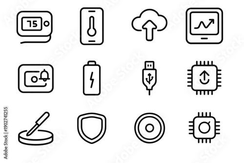 Sync chip icon controller vector cooking kitchen temperature digital edge rechargeable thermometer