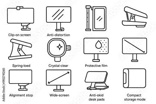 Icons jaw film column clip magnification icon brace mode magnifier adjustable clamp