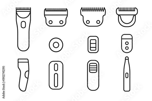 Status vector pet icon cutting silhouette clipper cooling blade power charging window