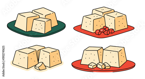 Tofu Line art vector color simple design