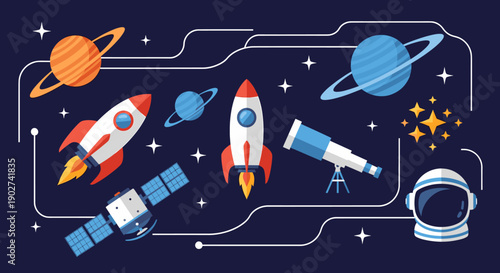 A vibrant illustration of a rocket launching into space, symbolizing ambition and progress, perfect for motivational content.