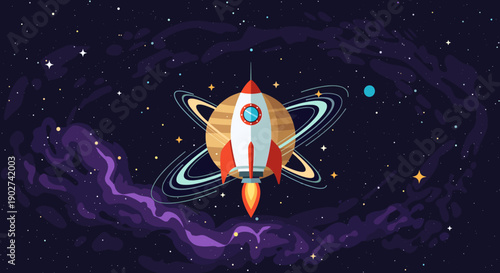 A serene cosmic scene evokes wonder and tranquility, perfect for space-themed designs or dreamy backgrounds.