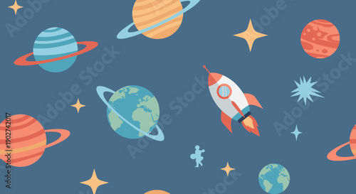 A vibrant, modern illustration of Saturn evokes curiosity and wonder, perfect for educational content or space-themed designs.