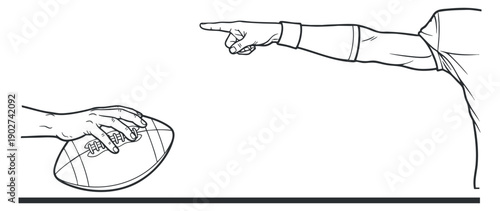 A football player preparing to throw a ball in minimalist line art vector style, ideal for sports-themed designs and illustrations