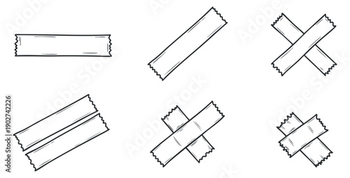 A collection of hand-drawn paper strips in outline vector style, suitable for crafting and creative design projects