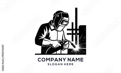 Skilled welder working with protective gear and bright sparks in an industrial setting.