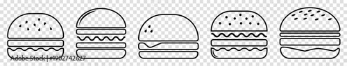 Set of line burger icons