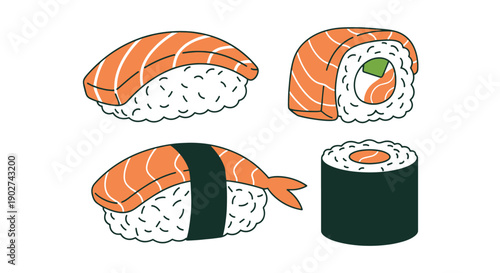 Sushi Line art vibrant color