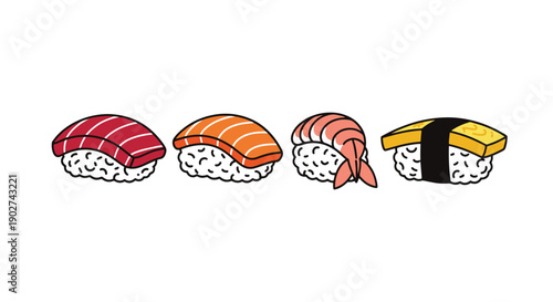Sushi Nigiri Line colorful design