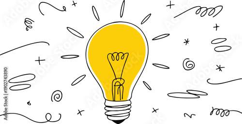 idea concept icon with hand drawn doodles for brainstorming
