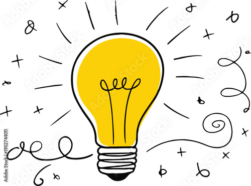 idea light bulb doodle illustration for creativity and innovation